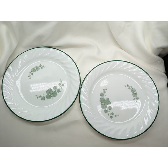 Set of 4 Corelle Callaway Ivy Dessert Salad Dessert Plates Swirl Green Rim 7" - Picture 6 of 8